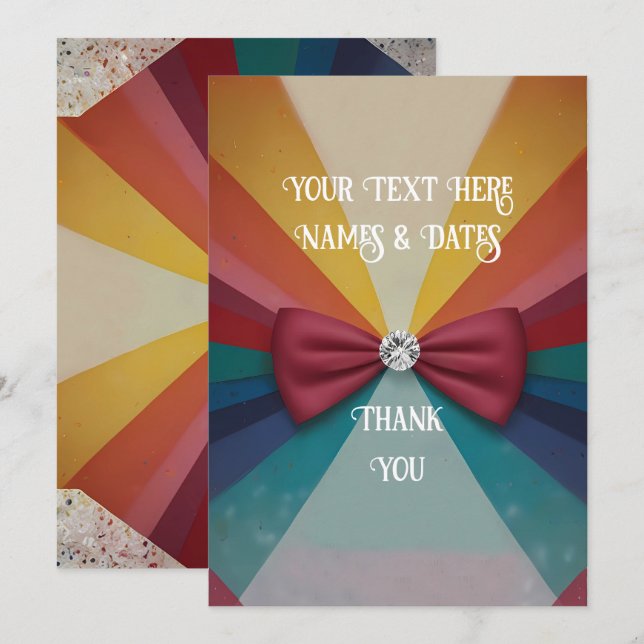 Farbenfrohe Elegante Rainbow Wedding Dankeskarte (Vorne/Hinten)