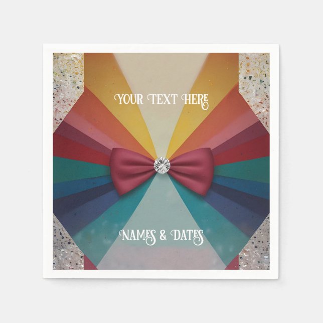 Farbenfrohe Elegante Rainbow Wedding Serviette (Vorderseite)