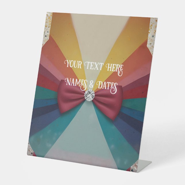 Farbenfrohe Elegante Rainbow Wedding Sockelschild (Vorderseite)