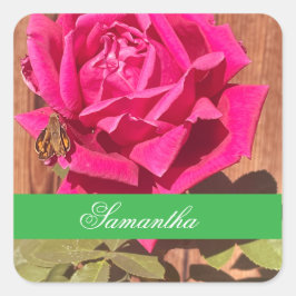 Farbenfrohe Elegante Rosa Blume Rosa Blütenfarben Quadratischer Aufkleber