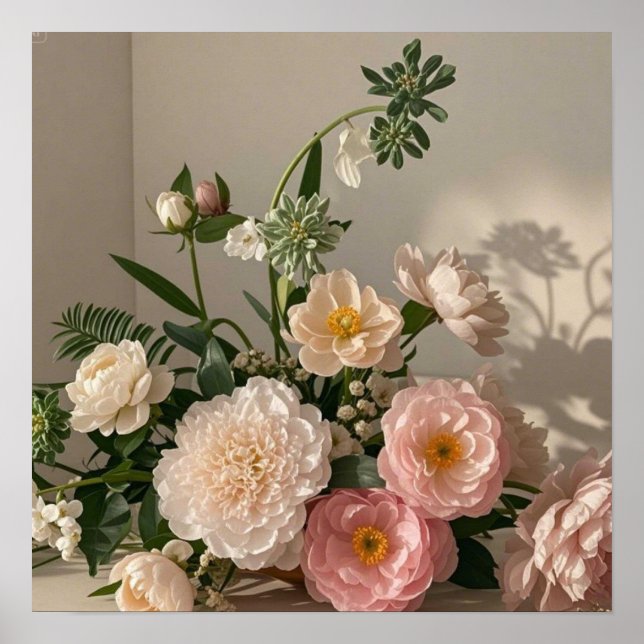 Farbenfrohe Elegante, Vintag inspiriert Blume Poster (Vorne)