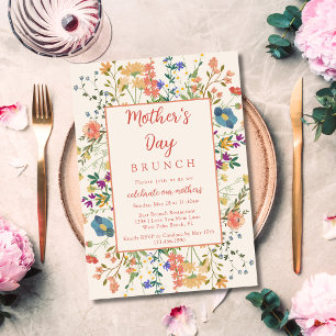 Farbenfrohe Elegante Wildblumen Muttertags-Brunch Einladung