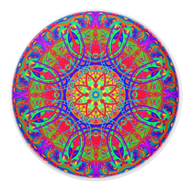 Farbenfrohe Eleganz Möbelknopf Keramikknauf (Vorderseite)