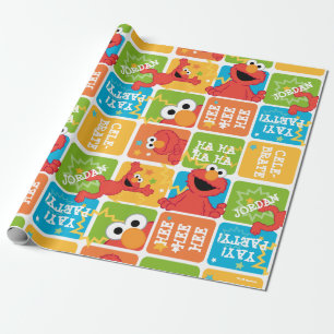 Farbenfrohe Elmo Grid Muster Geschenkpapier