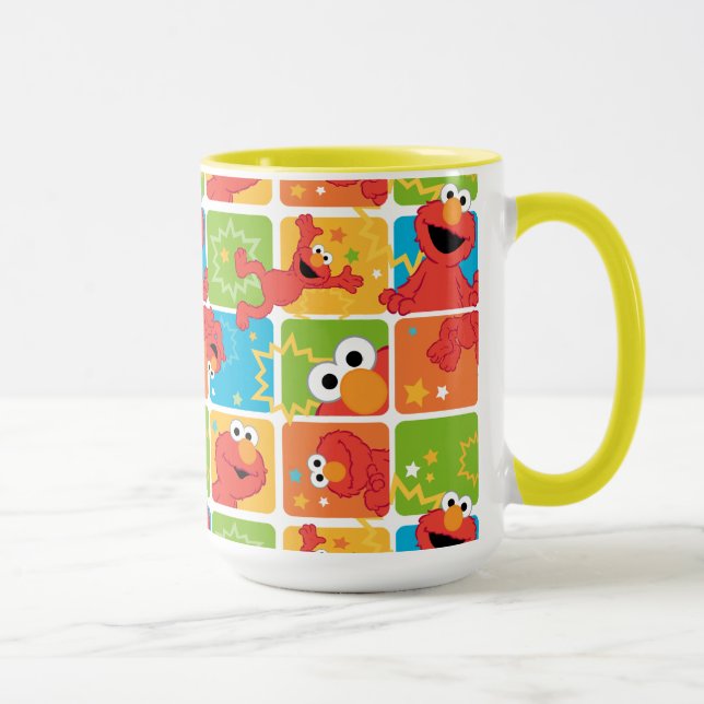 Farbenfrohe Elmo Grid Muster Tasse (Rechts)