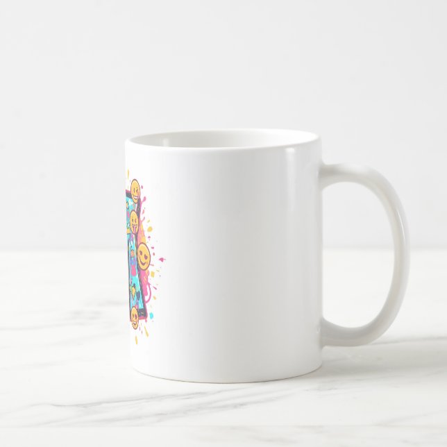 Farbenfrohe Emoji Letter M Tasse (Rechts)