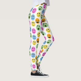 Farbenfrohe Emojis Emoticon Faces Gemusterte Print Leggings