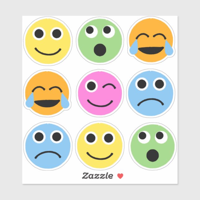 Farbenfrohe Emojis Faces Emoticons Stickers Aufkleber (Blatt)