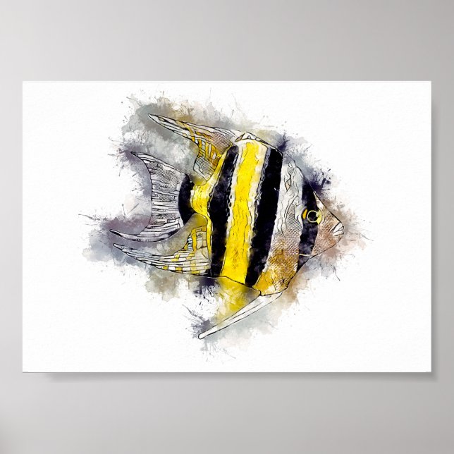 Farbenfrohe EngelFish Perfektes Aquarium Geschenki Poster (Vorne)