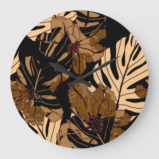 Farbenfrohe Erdbeere: Wasserfarbene, rosa Erbsen Große Wanduhr (Vorderseite)