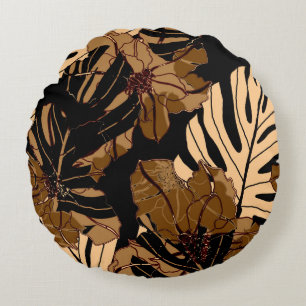 Farbenfrohe Erdbeere: Wasserfarbene, rosa Erbsen Rundes Kissen