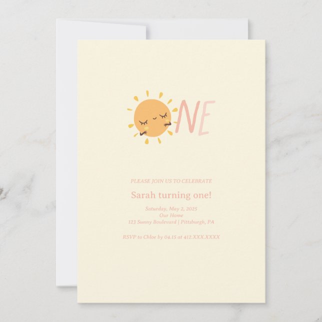 Farbenfrohe erste Reise um die Sonne 1. Einladung (Vorderseite)