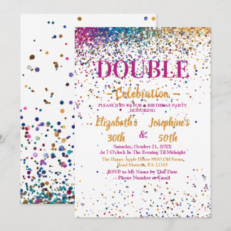 Farbenfrohe Erwachsene Gemeinsame Geburtstagsparte Einladung