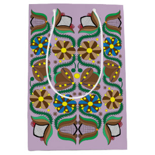 Farbenfrohe estnische Blumenmuster Mittlere Geschenktüte