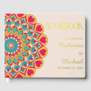 Farbenfrohe Ethnic Mandala Bold & Bright Wedding Gästebuch