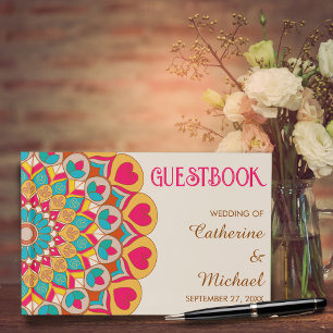 Farbenfrohe Ethnic Mandala Bold & Bright Wedding Gästebuch