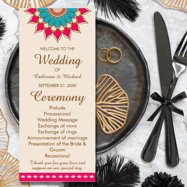 Farbenfrohe Ethnic Mandala Bold & Bright Wedding Programm (Von Creator hochgeladen)