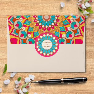 Farbenfrohe Ethnic Mandala Bold & Bright Wedding Runder Aufkleber