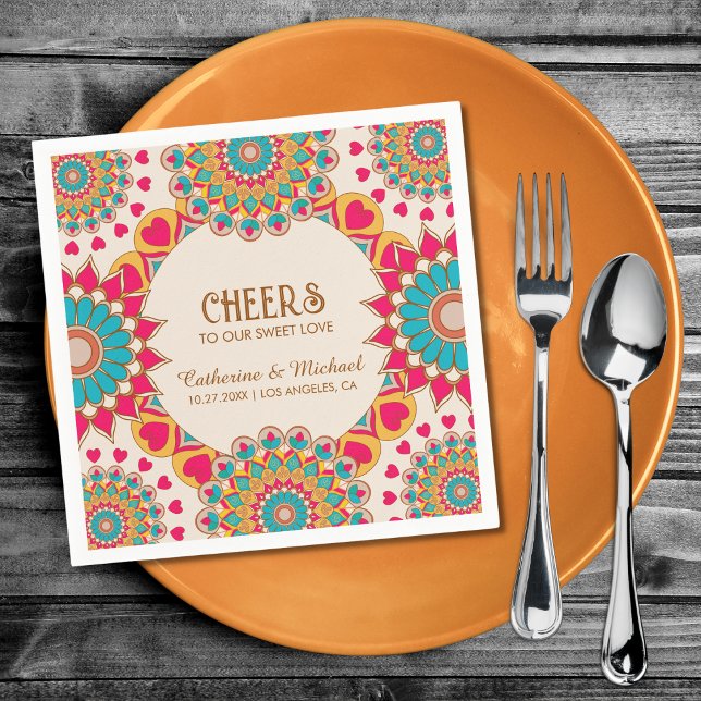 Farbenfrohe Ethnic Mandala Bold & Bright Wedding Serviette (Von Creator hochgeladen)