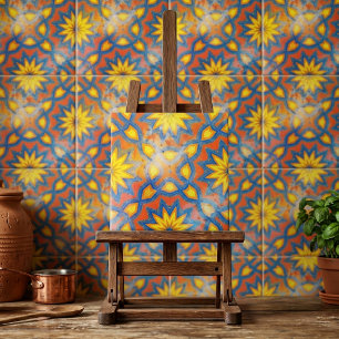 Farbenfrohe ethnisch Bohemische Talavera Medallion Fliese