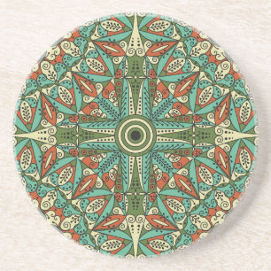 Farbenfrohe ethnische Arabeske: Vintage-Ornament Getränkeuntersetzer