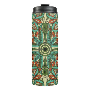 Farbenfrohe ethnische Arabeske: Vintage Ornamente Thermosbecher
