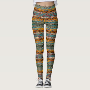 Farbenfrohe ethnische Azteken-Muster dekorieren Leggings