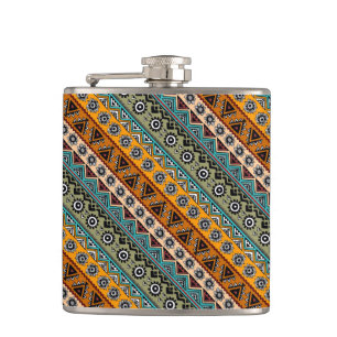 Farbenfrohe ethnische Aztekenmuster Design Flachmann