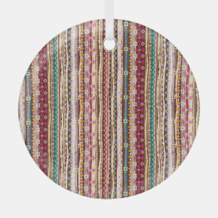 Farbenfrohe ethnische Boho-Stammesmuster Ornament Aus Glas