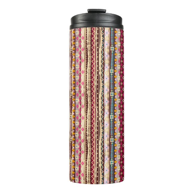 Farbenfrohe ethnische Boho-Stammesmuster Thermosbecher (Vorderseite)