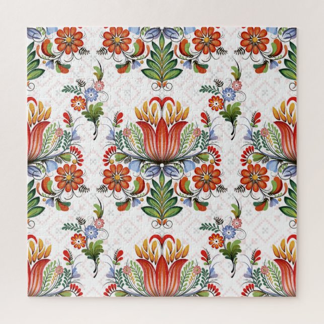 Farbenfrohe ethnische Petrykivka: Ukrainische Blum Puzzle (Vertikal)