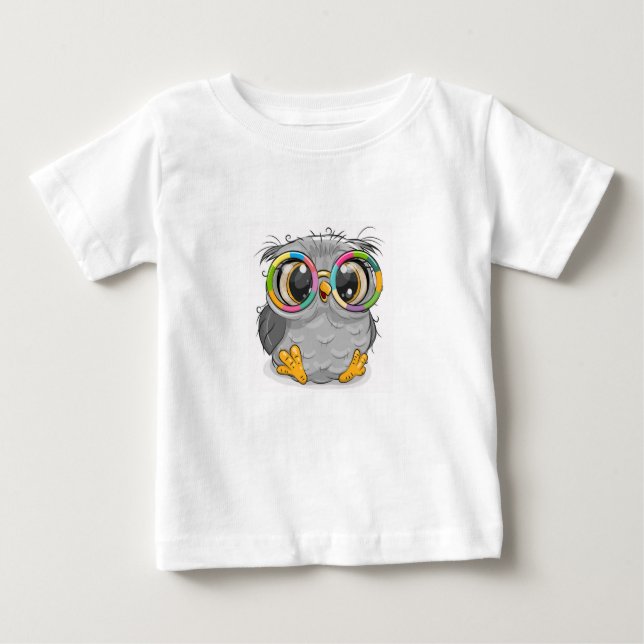 Farbenfrohe Eule Baby T-shirt (Vorderseite)