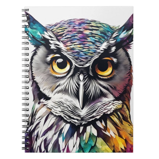 Farbenfrohe Eule | Notebook-Journal Notizblock (Vorderseite)