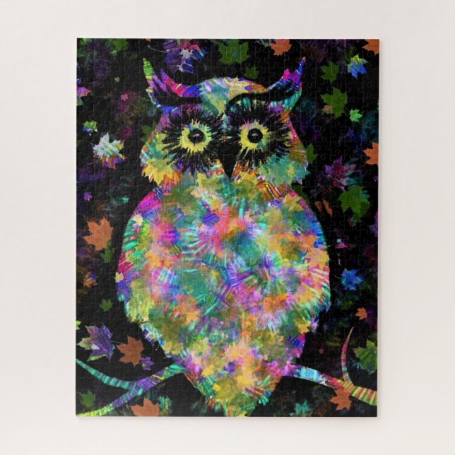 Farbenfrohe Eule Puzzle Kunst-Malerei (Vertikal)
