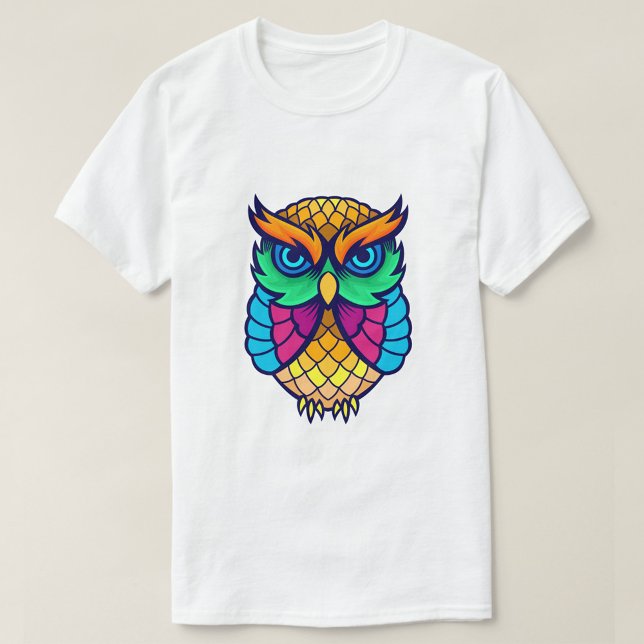 Farbenfrohe Eule T-Shirt (Colorful Owl illustration!)