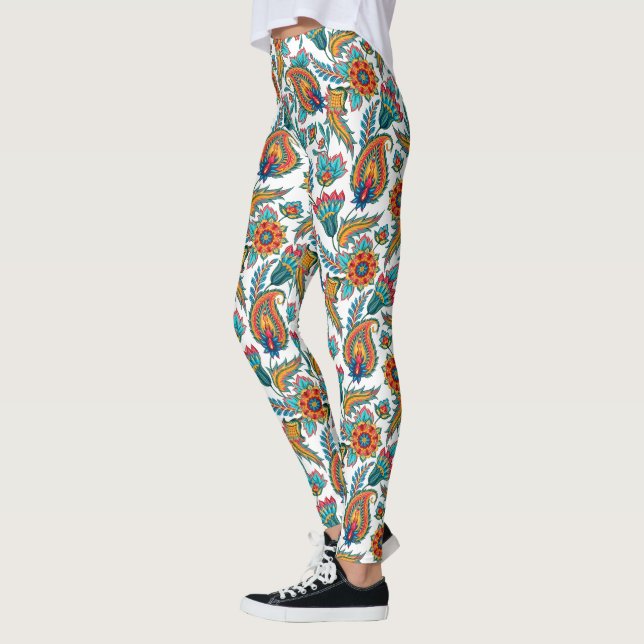 Farbenfrohe Exotic Paisley Muster Custom Backgroun Leggings (Links)