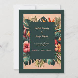 farbenfrohe Exotic Tropical Hawaiian Floral Weddin Einladung