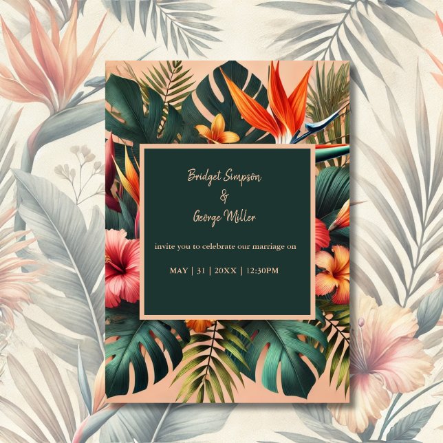 farbenfrohe Exotic Tropical Hawaiian Floral Weddin Einladung (Von Creator hochgeladen)