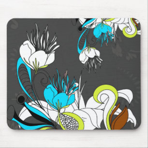 Farbenfrohe exotische Blume Grauer Hintergrund Mousepad