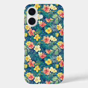 Farbenfrohe exotische Blume-Muster iPhone 16 Hülle