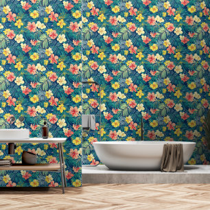 Farbenfrohe exotische Blume-Muster Tapete