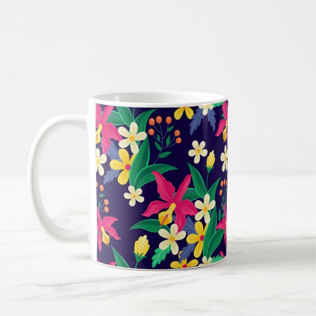 Farbenfrohe exotische Blumenmuster-23021 Kaffeetasse (Links)