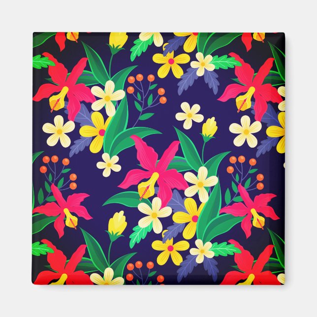 Farbenfrohe exotische Blumenmuster-23021 Magnet (Vorne)