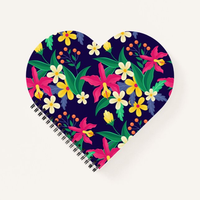 Farbenfrohe exotische Blumenmuster-23021 Notizbuch (Vorderseite)