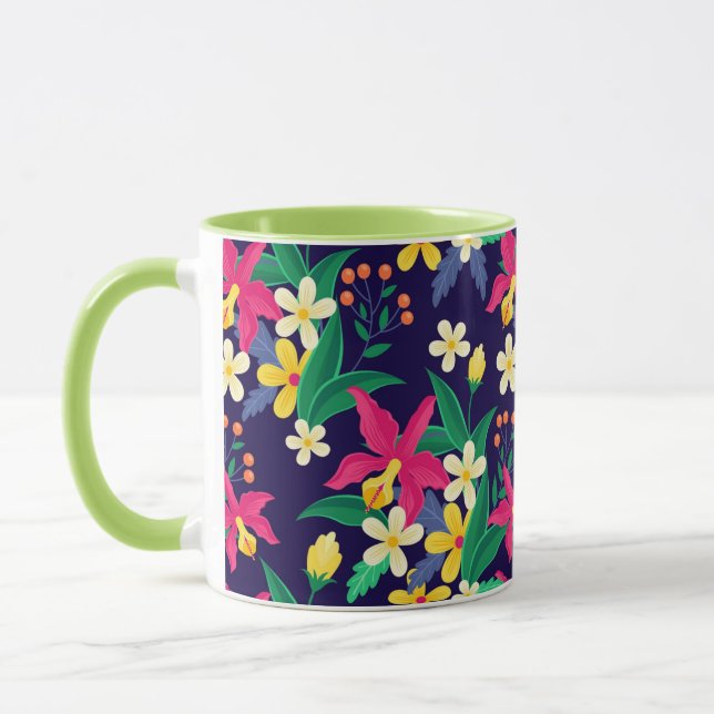 Farbenfrohe exotische Blumenmuster-23021 Tasse (Links)