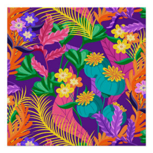 Farbenfrohe exotische Blumenmuster-23148 Poster