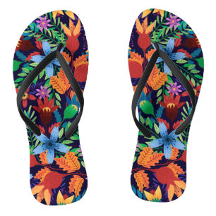 Farbenfrohe exotische Blumenmuster-32436 Flip Flops
