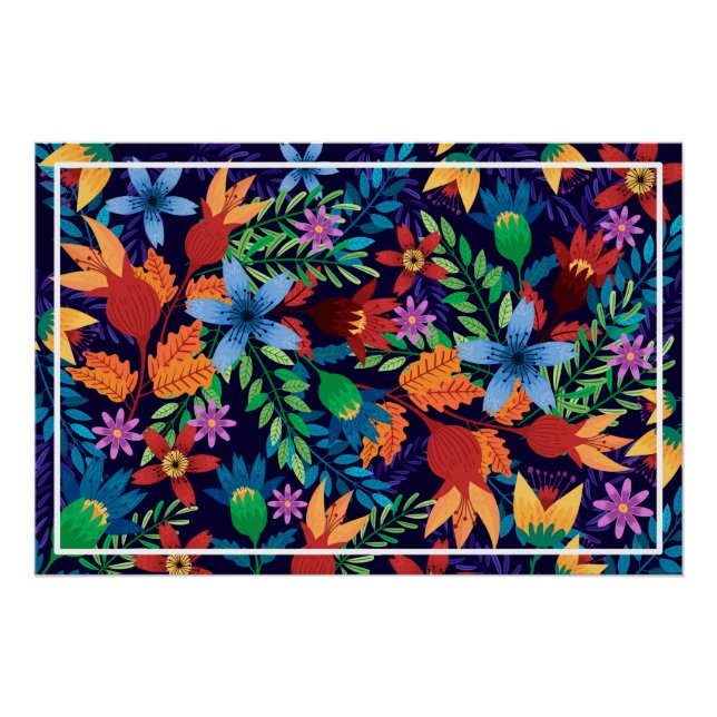 Farbenfrohe exotische Blumenmuster-32436 Poster (Vorderseite)