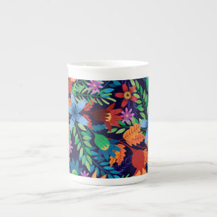 Farbenfrohe exotische Blumenmuster-32436 Prozellantasse