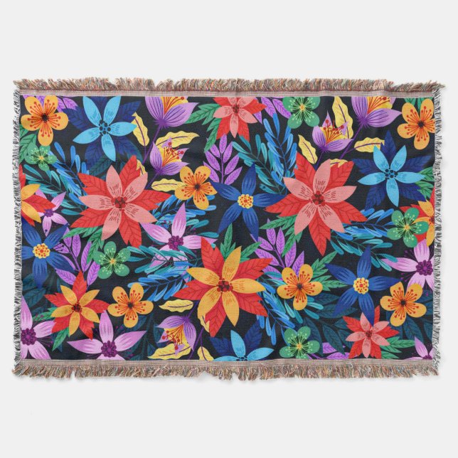 Farbenfrohe exotische Blumenmuster-68578 Decke (Vorderseite)